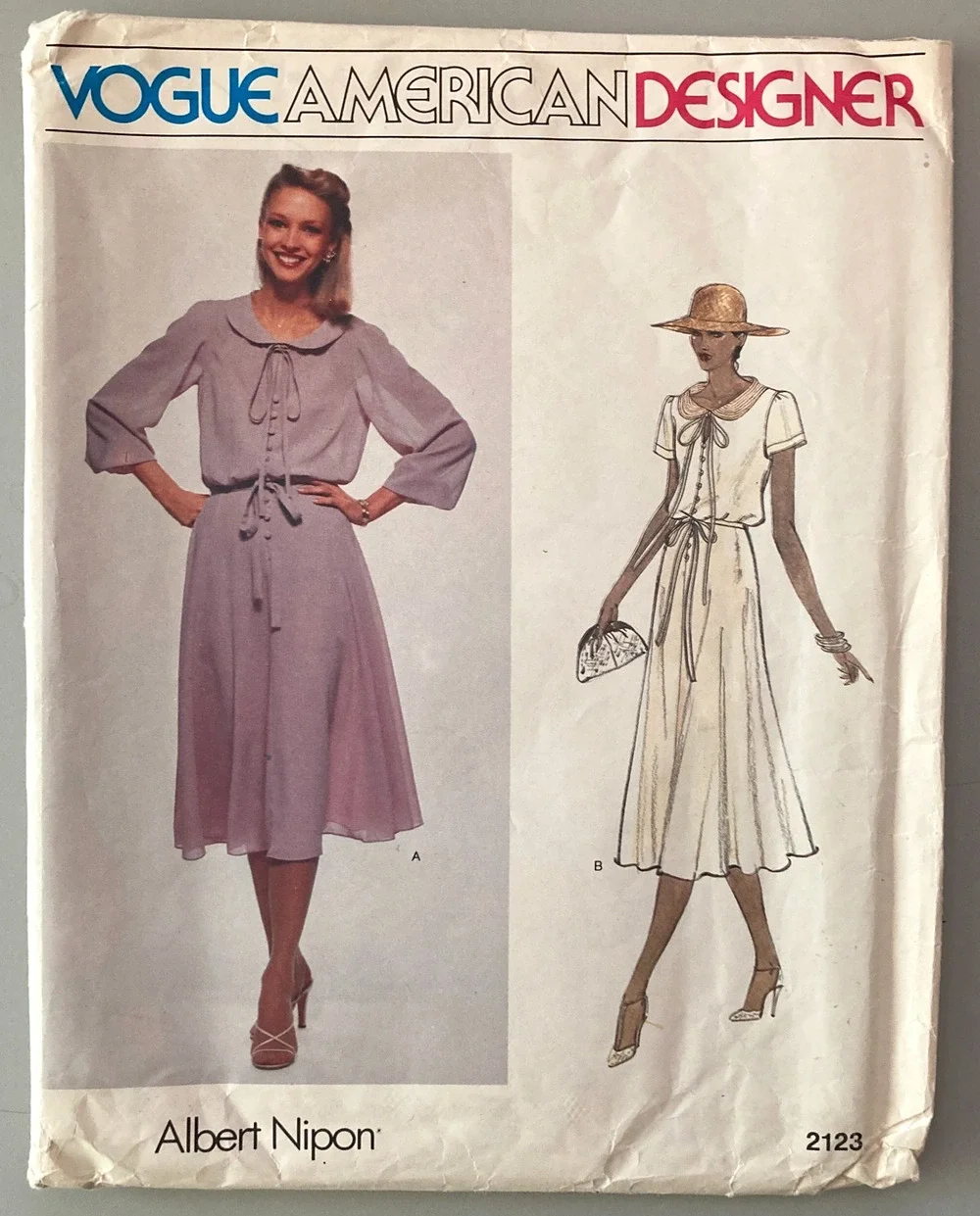 Vogue American Designer 2123 Albert Nipon Pattern Misses Dress Slip Sz 16 Uncut